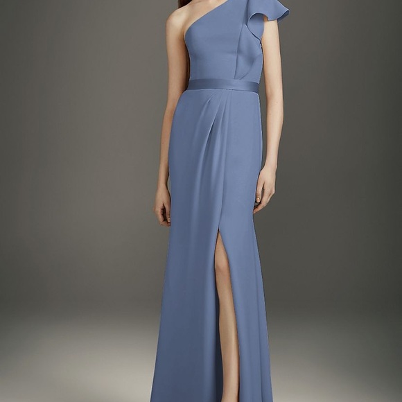 Vera Wang Ruffled One Shoulder Bridesmaid Dress - Picture 1 of 7